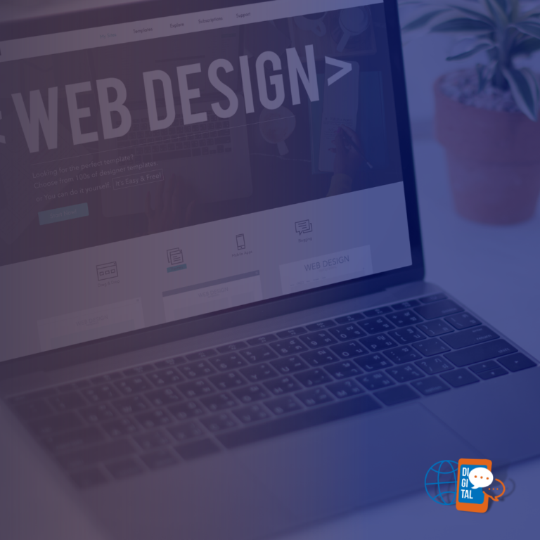 Notebook exibindo projeto de web design – criação de sites