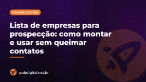Capa do artigo da Pubdigital sobre lista de empresas para prospecção, com o título do post sobre fundo roxo